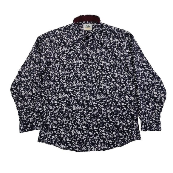 Filthy Etiquette Shirt Men's 2XL Navy Blue Floral Long Sleeve Button Up EUC LN - Picture 1 of 14